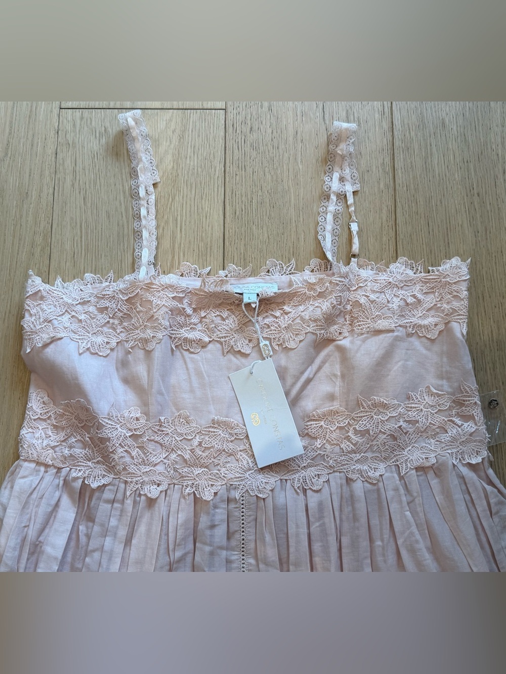 Caroline Constas Blush Pink Floral Embroidered Maxi Dress – Size L – NWT - Picture 4 of 6